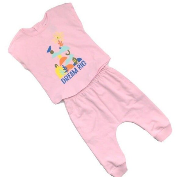 Open Edit Nordstrom Baby Clothes Top & Pants Set / Lot 3M Pink Dream Big NEW - Picture 2 of 10